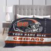 Custom Chicago Blanket Personalized Football Throw Blankets Customized Any Name and Number Blankets Soft Flannel Blankets for Men Women Teen Adults view 4