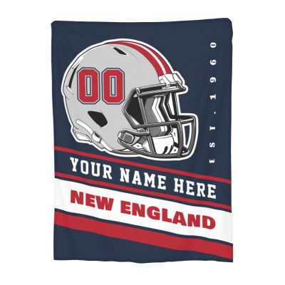 Custom New England Blanket Personalized Football Throw Blankets Customized Any Name and Number Blankets Soft Flannel Blankets for Men Women Teen Adults