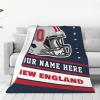 Custom New England Blanket Personalized Football Throw Blankets Customized Any Name and Number Blankets Soft Flannel Blankets for Men Women Teen Adults view 3