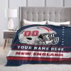 Custom New England Blanket Personalized Football Throw Blankets Customized Any Name and Number Blankets Soft Flannel Blankets for Men Women Teen Adults view 4