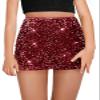 CharmWM Girls Sequin Skirt Kids Fashion High Waisted Sparkle Glitter Party Short Dress Mini Skirts 5-14 Years Red view 1