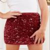 CharmWM Girls Sequin Skirt Kids Fashion High Waisted Sparkle Glitter Party Short Dress Mini Skirts 5-14 Years Red view 2