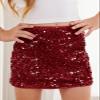 CharmWM Girls Sequin Skirt Kids Fashion High Waisted Sparkle Glitter Party Short Dress Mini Skirts 5-14 Years Red view 4