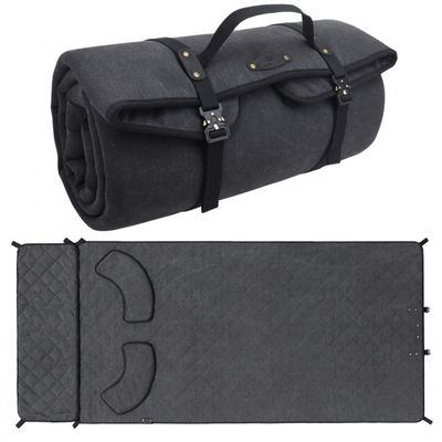 WAYNE'S DOG Padded Waxed Canvas Shooting Mat, 91"x41" Extra Large Rollout Mat Prone for Range Shooting Hunting (Black)