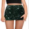 CharmWM Girls Sequin Skirt Kids Fashion High Waisted Sparkle Glitter Party Short Dress Mini Skirts 5-14 Years Deep Green view 1