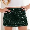 CharmWM Girls Sequin Skirt Kids Fashion High Waisted Sparkle Glitter Party Short Dress Mini Skirts 5-14 Years Deep Green view 4