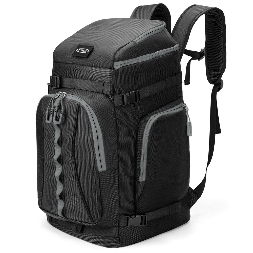 Lunidry Ski Boot Bag, 65L Waterproof Ski Bag & Snowboard Boot Bag, Travel Backpack for Skis Snowboard Helmet Goggles & Accessories