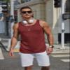 COOFANDY Men Workout Tank Tops Lightweight No Sleeve Muscle Shirt Square Neck Tank Top Men Muscle Wine Red S view 3