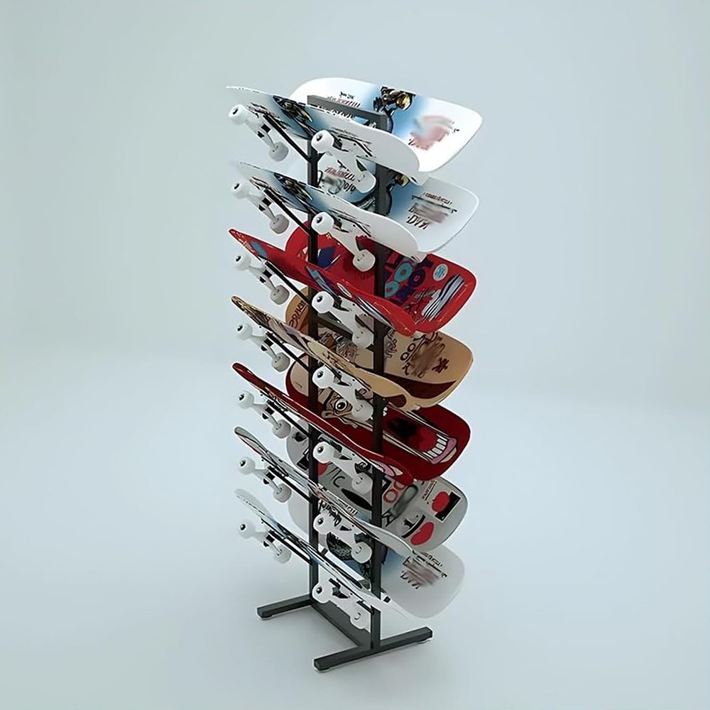 Home Gym Organize Holder, 7 Tier Snowboard Storage Holder, Ski Rack | Wakeboard Rack, Skateboard Organizer Rack, Standing Metal Snowboard Storage Rack, Floor Display Stand for Garage/Shop