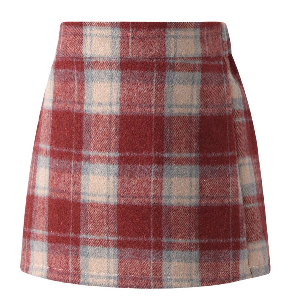 Plaid Mini Skirts for Girls Baby Elastic High Waisted Fall Winter Wool Bodycon Pencil Skirts Classic A-Line Tartan Uniform School Skirt 2025