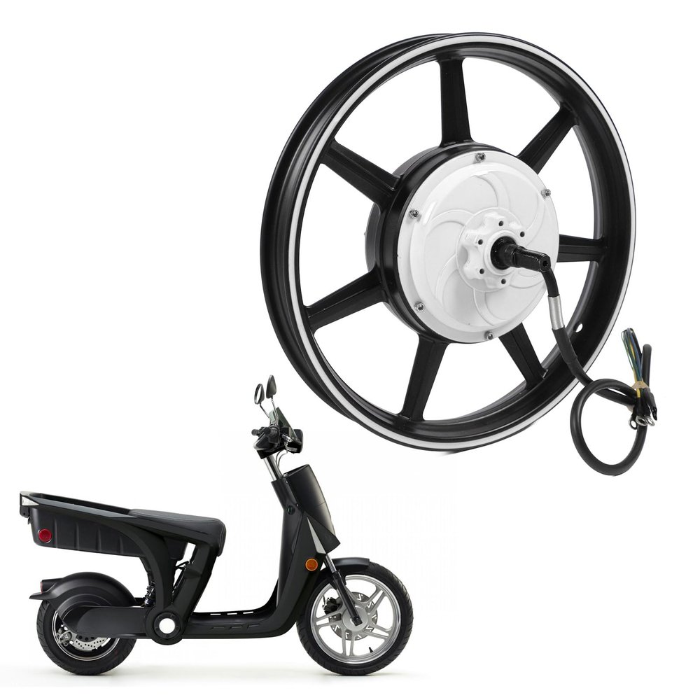 Brilluxa Brushless Hub Motor, Electric Wheel Motor, Dual Hall DC Motor, 16in 48V72V 8002000W Disc Brake Hub Compatible with Scooter Motorcycle EBike (White)