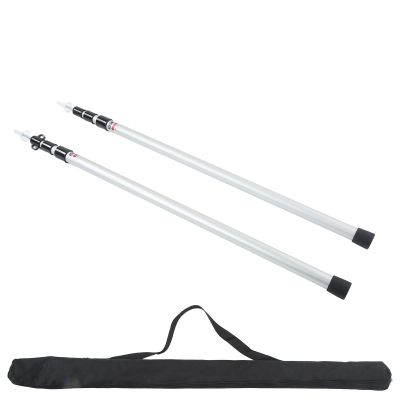 2Pcs Camping Tent Pole, Aluminum Alloy Adjustable 95 to 235cm Telescopic Canopy Supporting Rods with Storage Bag for Hiking Backpacking
