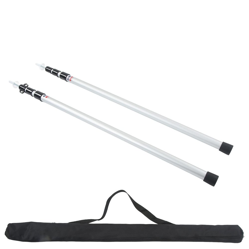 2Pcs Camping Tent Pole, Aluminum Alloy Adjustable 95 to 235cm Telescopic Canopy Supporting Rods with Storage Bag for Hiking Backpacking