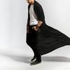 Men's Ruffle Shawl Collar Cardigan Long Sleeve Open Front Lightweight Long Length Drape Cape Overcoat with Pockets(Black, XL) view 4