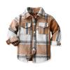 Kids Baby Boy Girls Hoodie Plaid Flannel Hooded Jacket Long Sleeve T-Shirt Tops Kid Clothes Fall Winter Clothes Outfits (Khaki, 6-7 Years) view 3