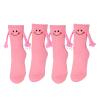 2 Pairs Funny Kids Hand Holding Socks, Kids Crazy Socks, 3D Doll Magnetic Hand in Hand Socks Mid-Tube Sock, Pink, 1-3T view 1
