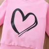 Toddler Girls Heart Graphic Sweatsuit 2 Piece Tracksuit Set Pullover Sweatshirt Long Sleeve Top and (Pink, 3 Years) view 3