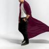Men's Ruffle Shawl Collar Cardigan Long Sleeve Open Front Lightweight Long Length Drape Cape Overcoat with Pockets(Red, XL) view 4