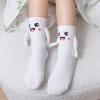 2 Pairs Funny Kids Hand Holding Socks, Kids Crazy Socks, 3D Doll Magnetic Hand in Hand Socks Mid-Tube Socks, Smile Face-White, 3-5T view 2
