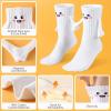2 Pairs Funny Kids Hand Holding Socks, Kids Crazy Socks, 3D Doll Magnetic Hand in Hand Socks Mid-Tube Socks, Smile Face-White, 3-5T view 3