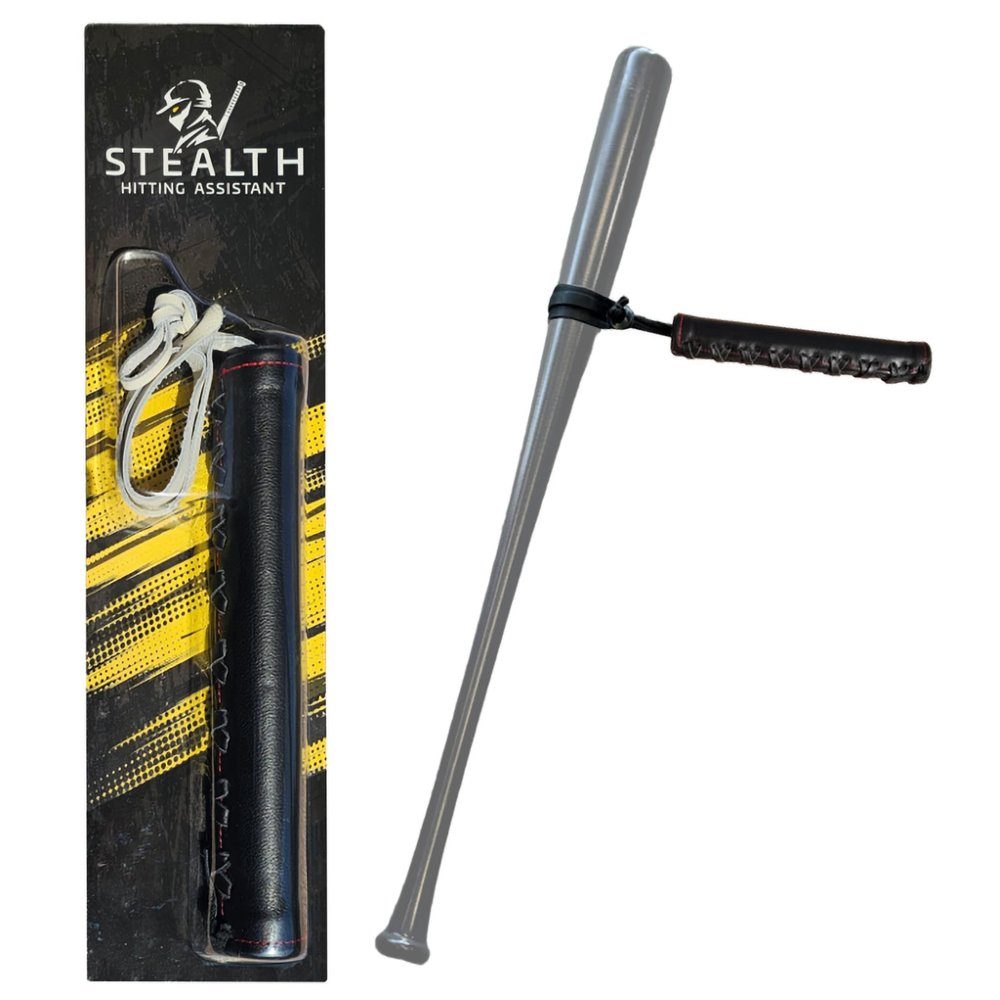 Stealth Hitting Assistant Baseball Softball Swing Training Aid Bat Equipment Train Adults Men Women Youth Kids Girls Rope Strap (Black Baton Trainer)