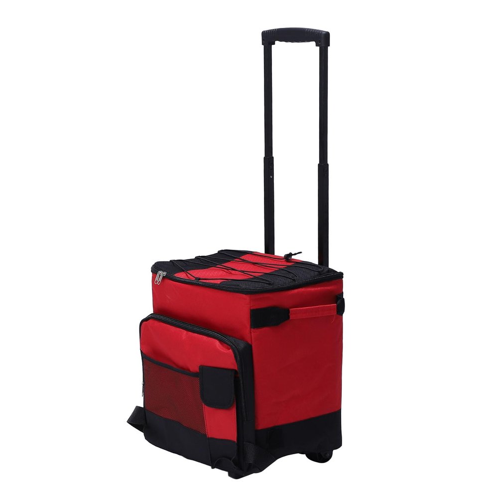 Fabater Rolling Cooler, 43L Large Capacity Leakproof Insulated Cooler Bag with Wheels and Handle for Beach Camping Patio Travel Outdoor, Red
