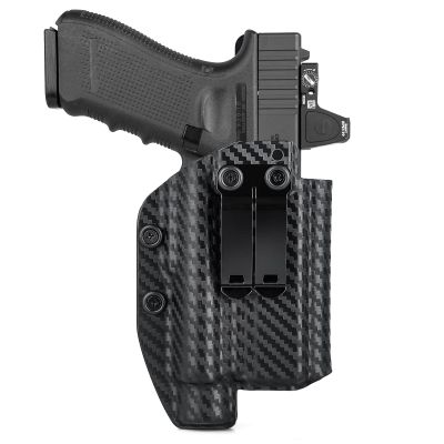 G19/G17 Holster with Light, IWB Kydex Holster for Glock 17 19 19x 22 23 31 32 44 45 with Olight PL-2/PL Pro/PL-3/PL-3R/PL-3S Flashlight & Red Dot, Appendix Inside Waistband Concealed Carry, Right Hand