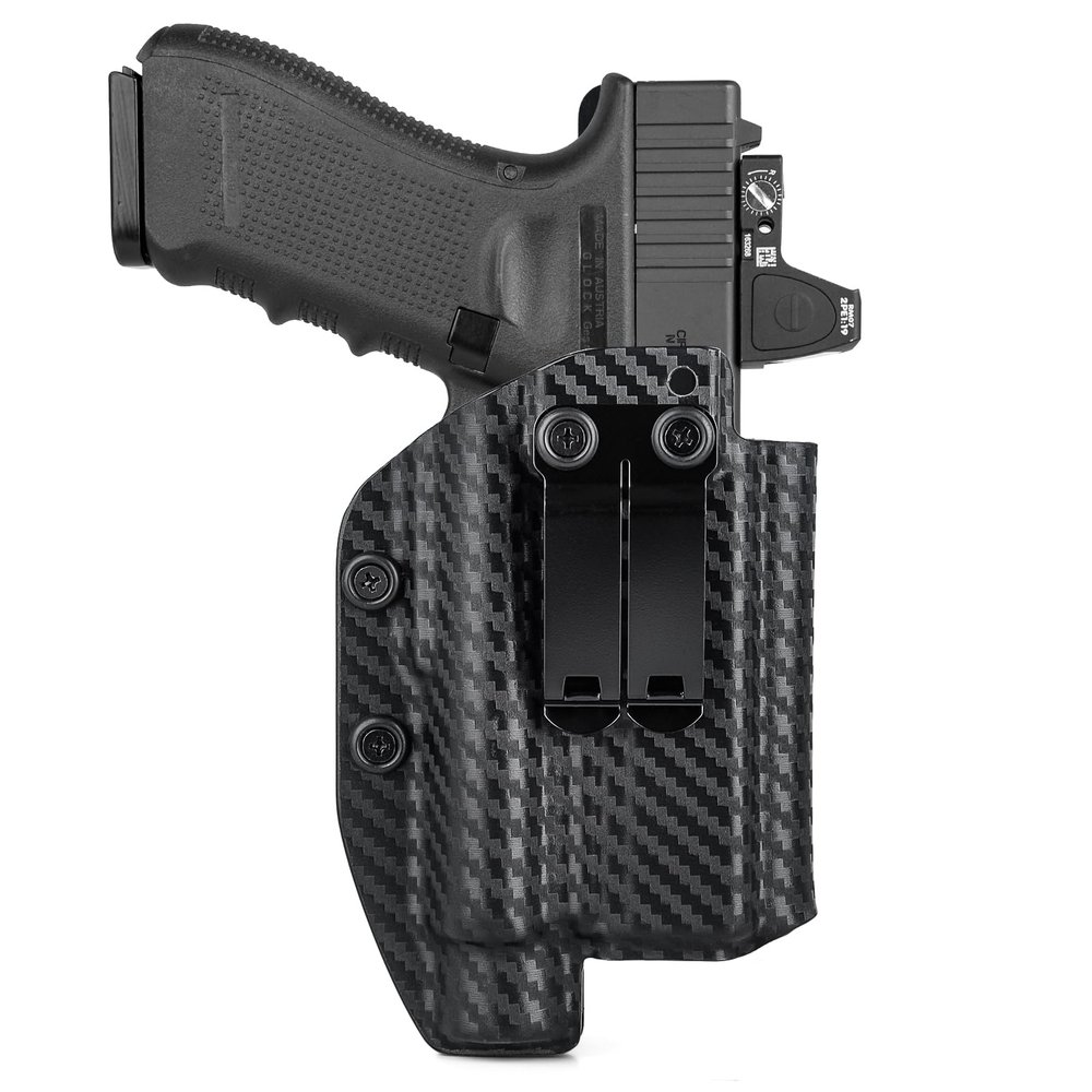 G19/G17 Holster with Light, IWB Kydex Holster for Glock 17 19 19x 22 23 31 32 44 45 with Olight PL-2/PL Pro/PL-3/PL-3R/PL-3S Flashlight & Red Dot, Appendix Inside Waistband Concealed Carry, Right Hand