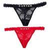 2-Pack Custom Personalized Thongs With His Name Custom thong with Special Meaning Cute Lace Thong for Her Valentine's Day Black view 1