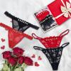 2-Pack Custom Personalized Thongs With His Name Custom thong with Special Meaning Cute Lace Thong for Her Valentine's Day Black view 3