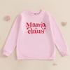 Mommy and Me Matching Outfits Christmas Letter Long Sleeve Crewneck Pullover Tops Sweatshirt Mama and Mini Clothes (Women, S, Pink a) view 2