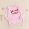 Mommy and Me Matching Outfits Christmas Letter Long Sleeve Crewneck Pullover Tops Sweatshirt Mama and Mini Clothes (Women, S, Pink a) view 3