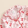 One opening 1-7T Girls Christmas Pajamas Set Xmas Sleeper Button Down Pjs Tops Long Pants Santa Pjs Kids Boy Pjs Sleepwear (Pink, 3-4 Years) view 4
