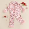 One Opening 1-7T Girls Christmas Pajamas Set Xmas Sleeper Button Down Tops Long Pants Santa Pjs Kids Boy Sleepwear (Pink, 4-5 Years) view 2