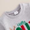 DuAnyozu Toddler Baby Girl Christmas Outfit Girl Boy Fall Winter Clothes Embroidered Letter Crewneck Sweatshirt Pants 0-24M (JOLLY-Gray, 6-12 Months) view 3