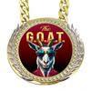 G.O.A.T Champion Chain Medallion - Heavy Metal 6" Gold & Silver Medallion Greatest of All Time with Exclusive Gold/Black Inlay featuring a choice of 3 Original Goat Emblems. (Cool Shades GOAT) view 1