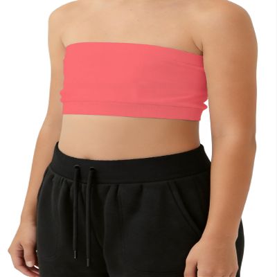 Kurve Girls Bandeau Tube Bra - Strapless Bandeau Bra,UV Protective Fabric UPF50+, Neon Croal, Age (9-14)