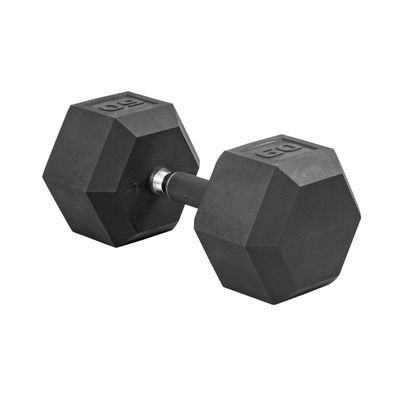 CAP Barbell 60 LB Rubber Coated Hex Dumbbell Hand Weight with Padded Grip - Single | Comfort Grip