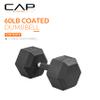 CAP Barbell 60 LB Rubber Coated Hex Dumbbell Hand Weight with Padded Grip - Single | Comfort Grip view 2