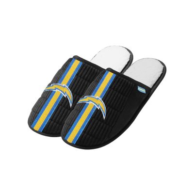 FOCO NFL Men's Officially Licensed Primary Logo Game Day Team Color Football Sherpa Slide Slipper - Los Angeles Chargers - Navy - (Large 11-12)