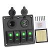12V 24V 4 Gang Rocker Switch Panel with Circuit Breaker Led Switch Panel Boat Marine Car Truck IJZHQKTK(Green) view 1