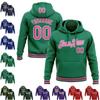 Custom Kelly Green Baseball Sweatshirt for Men/Women/Youth Design Your Own Rib Knit Cuff School Hooded Shirt Winter Coats Football Softball Outerwear Stitched Pink Name and Number view 1