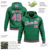 Custom Kelly Green Baseball Sweatshirt for Men/Women/Youth Design Your Own Rib Knit Cuff School Hooded Shirt Winter Coats Football Softball Outerwear Stitched Pink Name and Number view 2