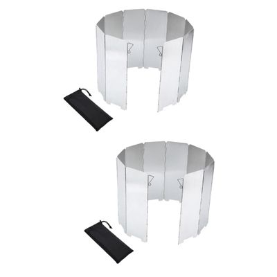 WOONEKY 2sets Camping Stove Windscreen Portable Alloy Screen for Outdoor Cooking Bbq Picnic and Camping Lightweight and Efficient Random Color