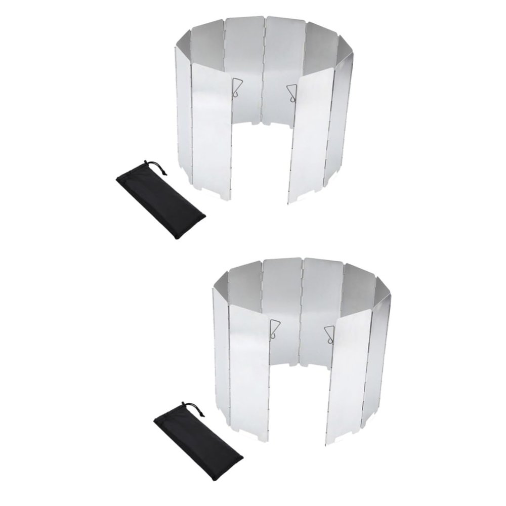 WOONEKY 2sets Camping Stove Windscreen Portable Alloy Screen for Outdoor Cooking Bbq Picnic and Camping Lightweight and Efficient Random Color
