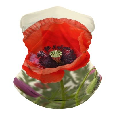Neck Gaiter for Men Women Poppy Flower Balaclava Windproof Face Mask Breathable Bandana Sun Protection Face Cover Scarf Headband for Skiing Hiking Cycling