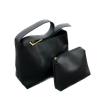 Women's Solid Color Tote Bag Two-Piece Set, Fashionable Bucket Large Capacity Casual Two-Piece Shoulder Messenger Bag (Black,M) view 1