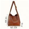 Women's Solid Color Tote Bag Two-Piece Set, Fashionable Bucket Large Capacity Casual Two-Piece Shoulder Messenger Bag (Black,M) view 4