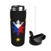 ETSDJ 3 Stars And Sun Filipino Philippines Flag 18oz Sports Insulated Kettle With Straw Insulated Water Bottle For Running Hiking Cycling Climbing Man Womans Insulated Water Bottle view 3