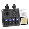 12V 24V 4 Gang Rocker Switch Panel with Circuit Breaker Led Switch Panel Boat Marine Car Truck IJZHQKTK(Blue) view 1